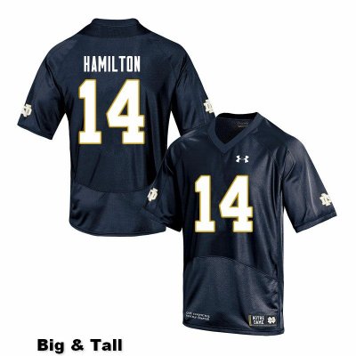 Notre Dame Fighting Irish Men's Kyle Hamilton #14 Navy Under Armour Authentic Stitched Big & Tall College NCAA Football Jersey MJS6599HJ